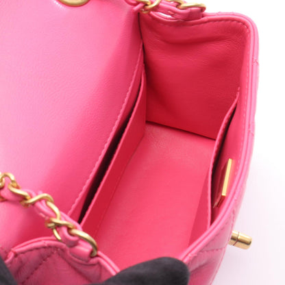 CHANEL Matelasse Mini Flap Chain Bag Pink
