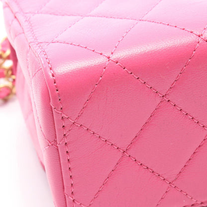 CHANEL Matelasse Mini Flap Chain Bag Pink