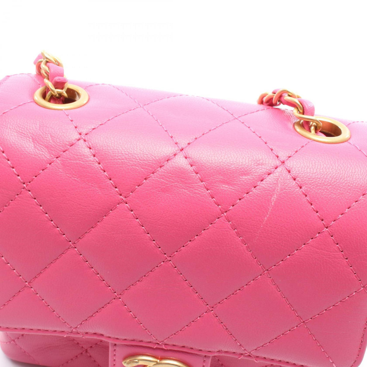 CHANEL Matelasse Mini Flap Chain Bag Pink