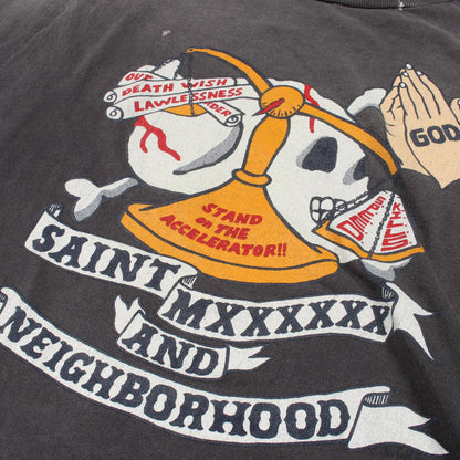 SAINT MICHAEL x NBHD Skull Print T-Shirt Gray Size XXL