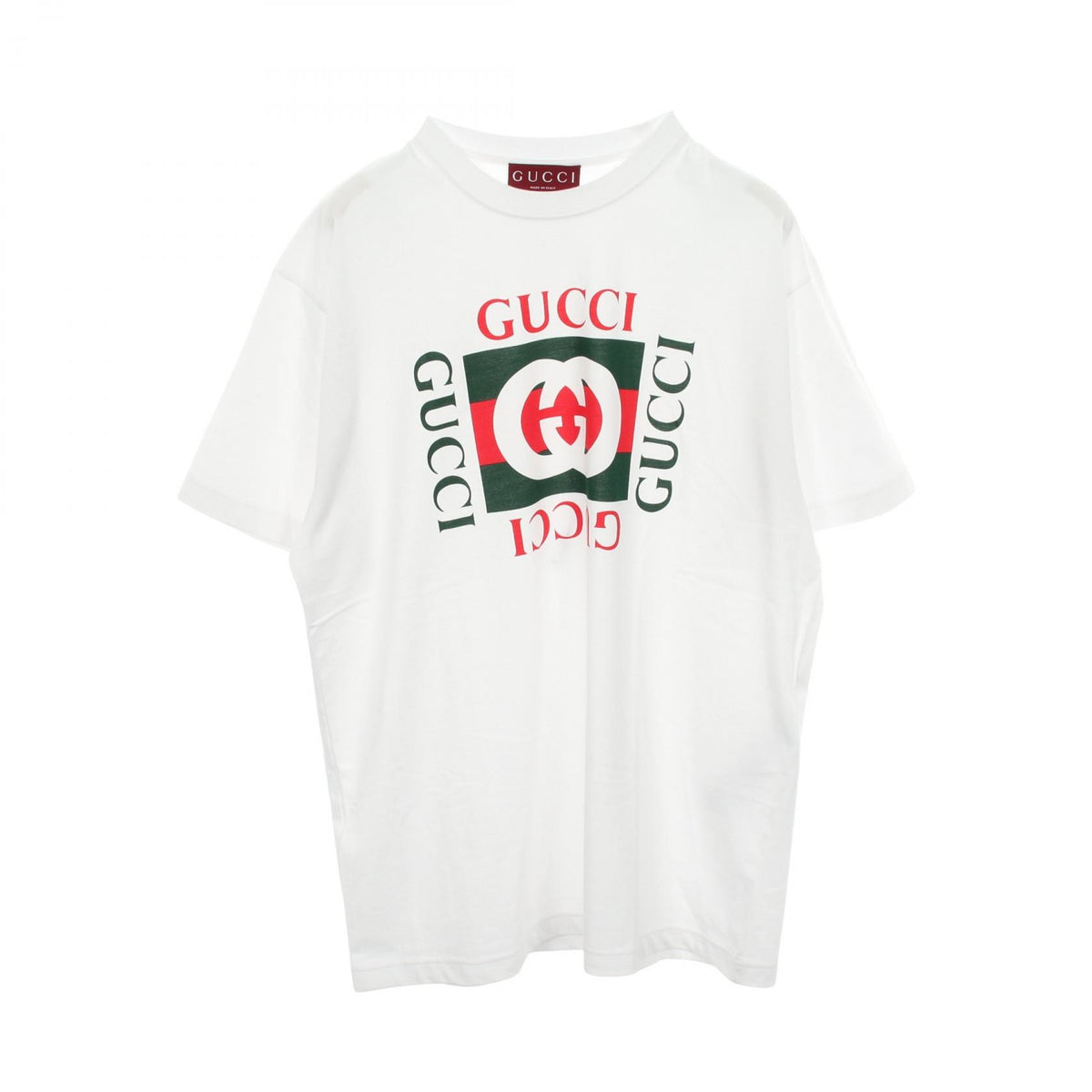 GUCCI White Cotton Logo T-Shirt Size M