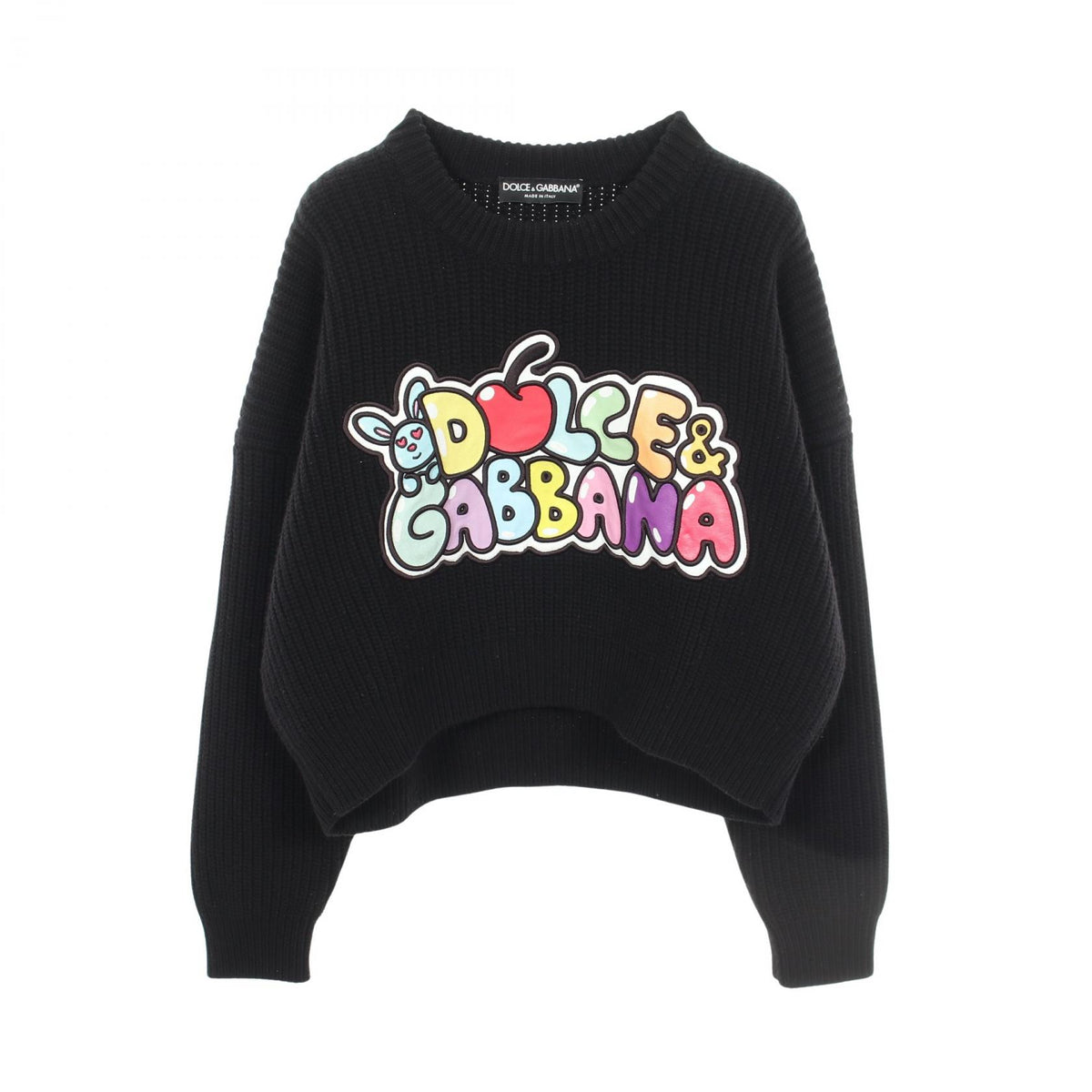 DOLCE & GABBANA Black Logo Crewneck Sweater Size 40