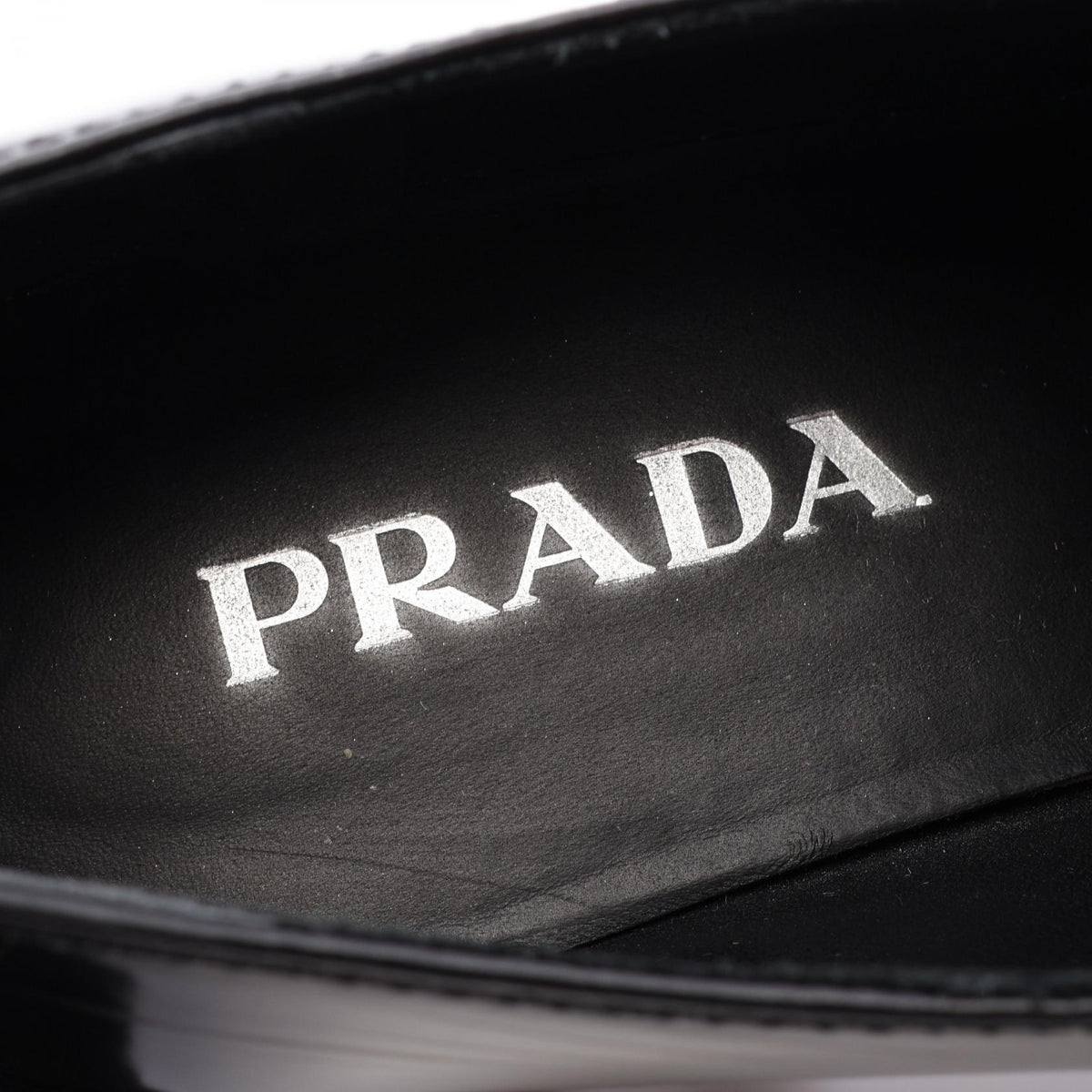 PRADA Triangle Plate Leather Loafers Black Size 40