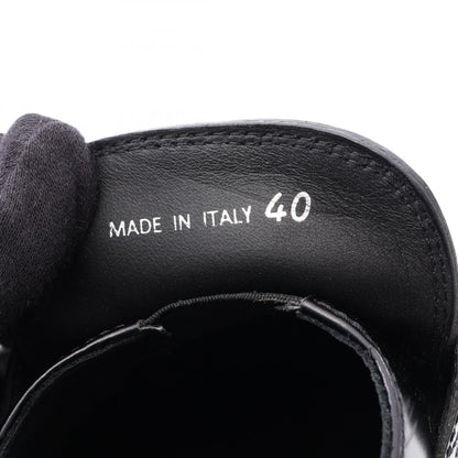 PRADA Triangle Plate Leather Loafers Black Size 40