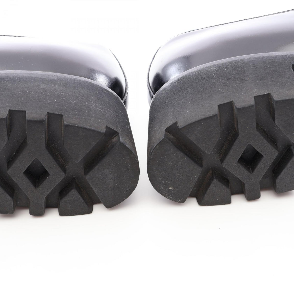 PRADA Triangle Plate Leather Loafers Black Size 40