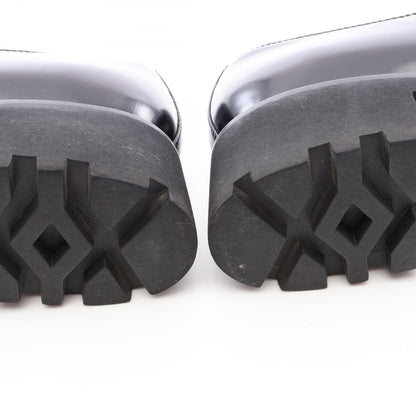 PRADA Triangle Plate Leather Loafers Black Size 40