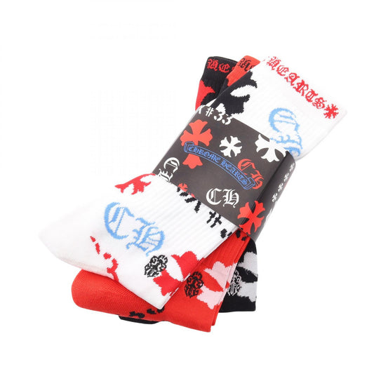 CHROME HEARTS Socks U Sport 3-Pack Red Size M