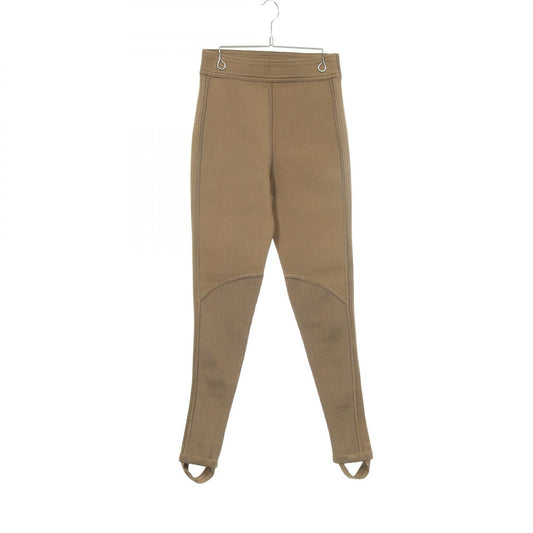 HERMES Rib Knit Silk Nylon Elastane Leggings Khaki Size 38