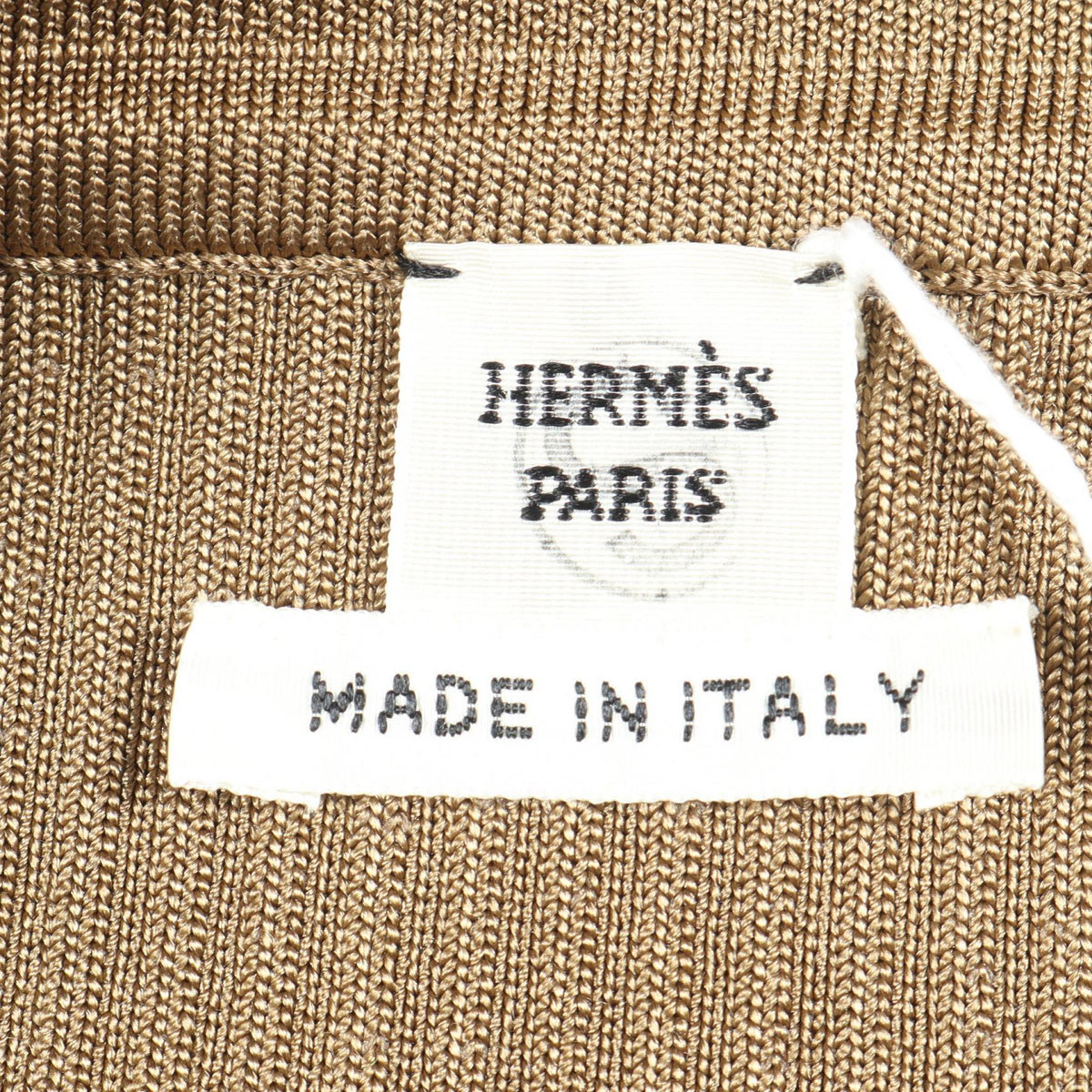 HERMES Rib Knit Silk Nylon Elastane Leggings Khaki Size 38