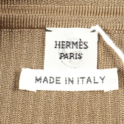 HERMES Rib Knit Silk Nylon Elastane Leggings Khaki Size 38