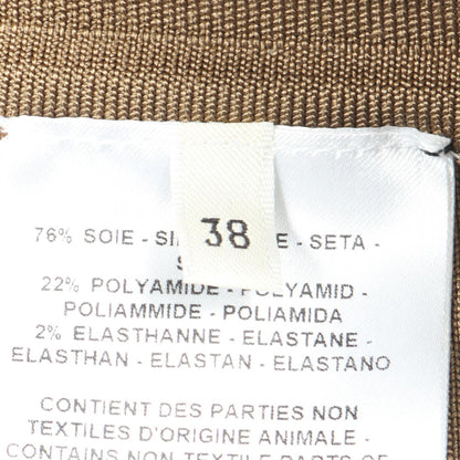 HERMES Rib Knit Silk Nylon Elastane Leggings Khaki Size 38