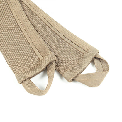 HERMES Rib Knit Silk Nylon Elastane Leggings Khaki Size 38