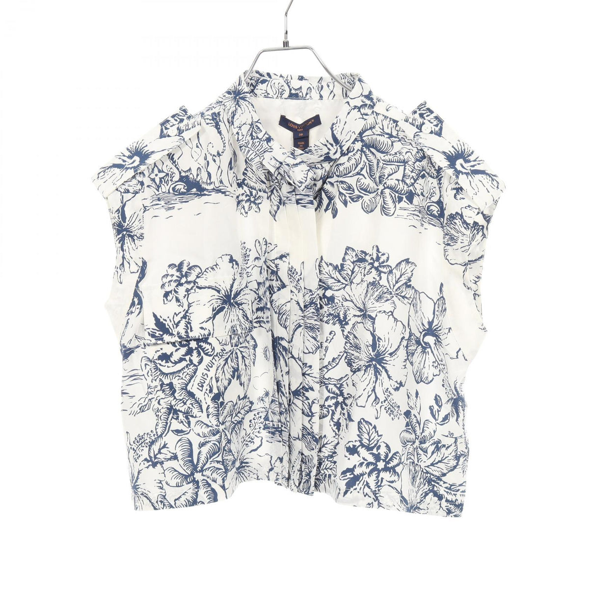 LOUIS VUITTON Tropical Floral Silk Tank Top White Size 38