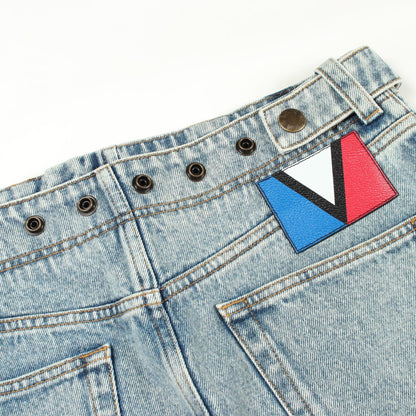LOUIS VUITTON Cotton Midi Skirt Blue Size 38