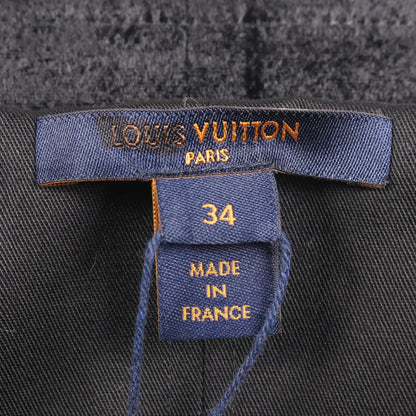 LOUIS VUITTON Black Velour Panel Midi Dress Size 34