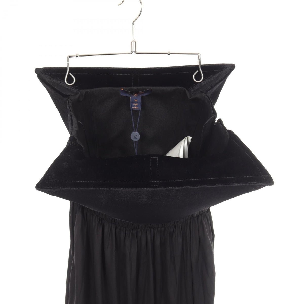 LOUIS VUITTON Black Velour Panel Midi Dress Size 34