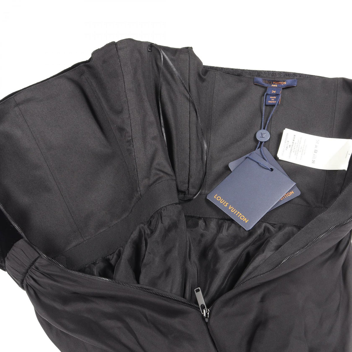 LOUIS VUITTON Black Velour Panel Midi Dress Size 34