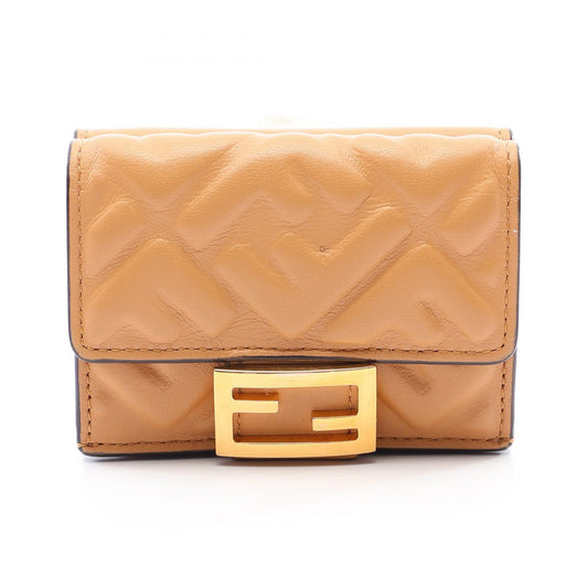 FENDI Baguette FF Logo Wallet Beige