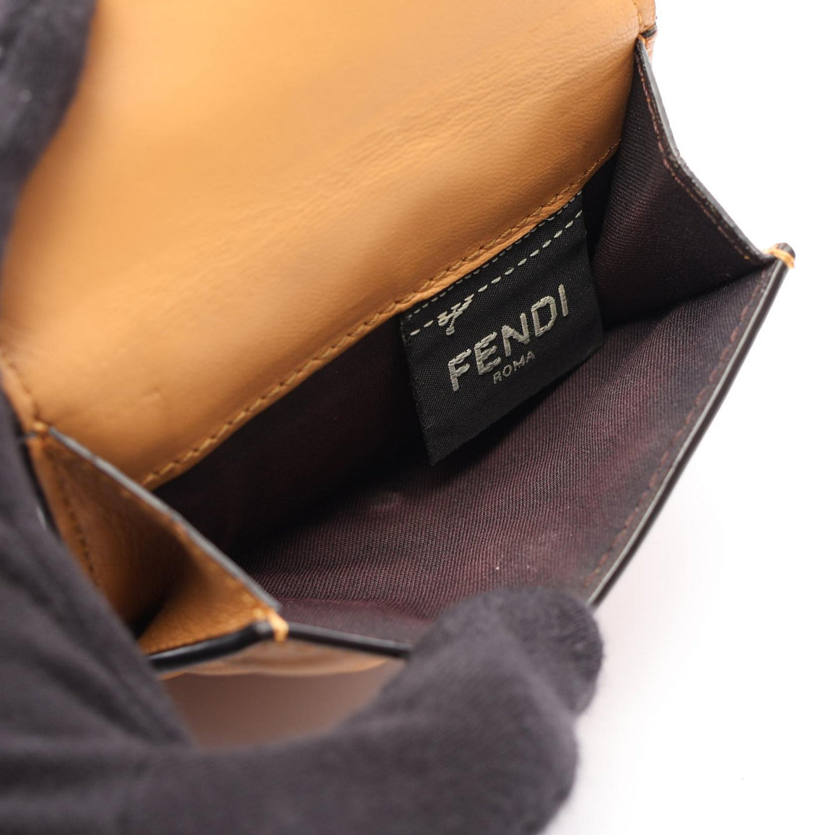 FENDI Baguette FF Logo Wallet Beige