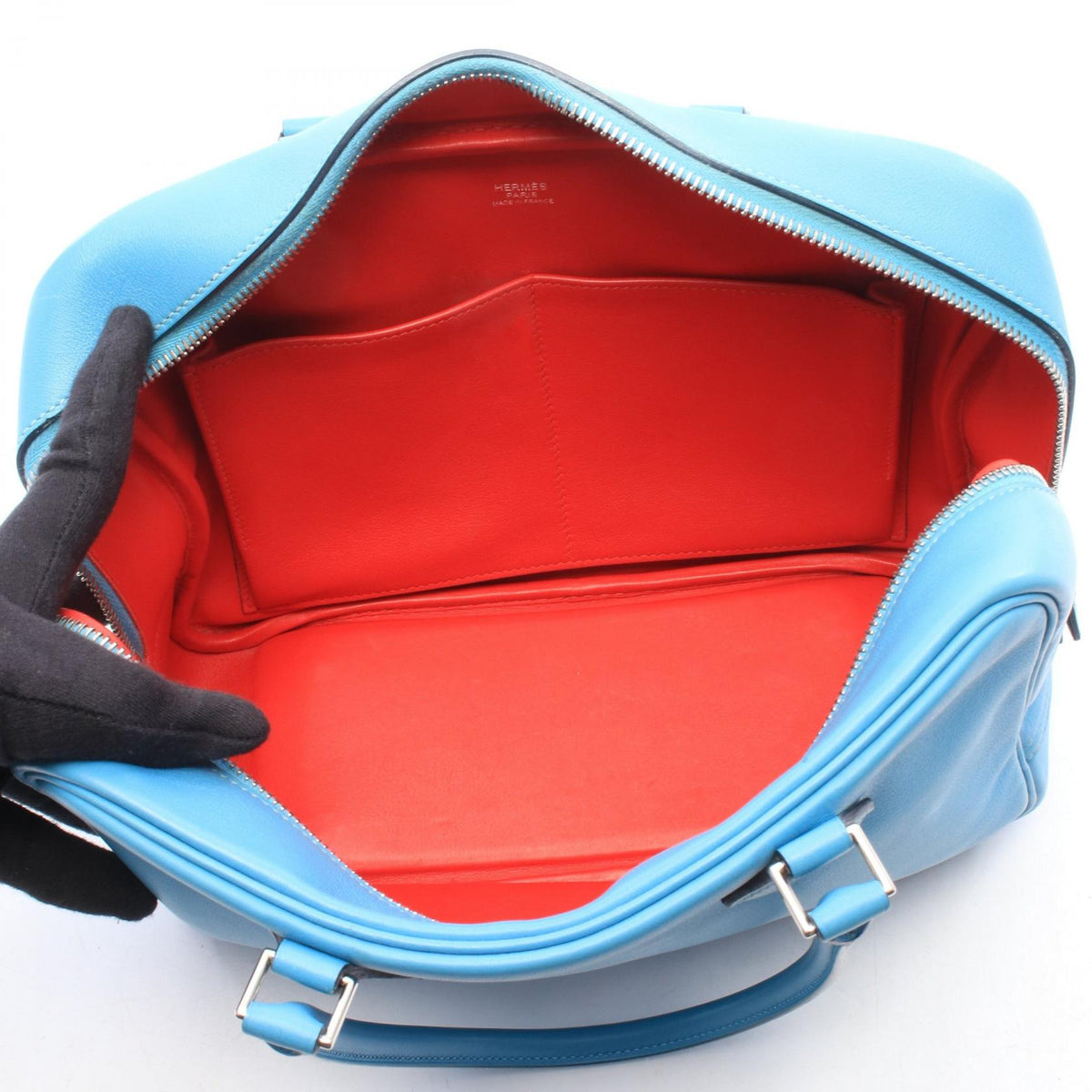 HERMES Plume 28 Verso Veau Bag Blue