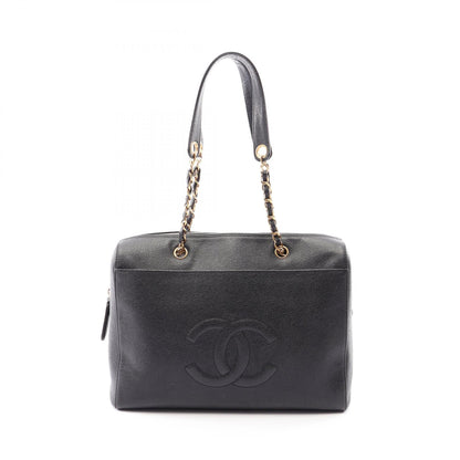 CHANEL Large CC Logo Caviar Skin Bag Black