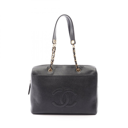 CHANEL Large CC Logo Caviar Skin Bag Black