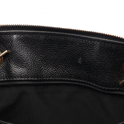 CHANEL Large CC Logo Caviar Skin Bag Black