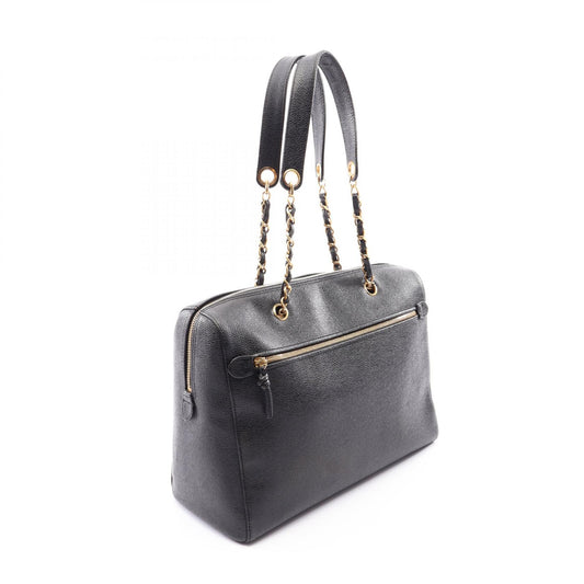 CHANEL Large CC Logo Caviar Skin Bag Black