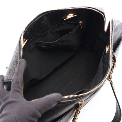 CHANEL Large CC Logo Caviar Skin Bag Black