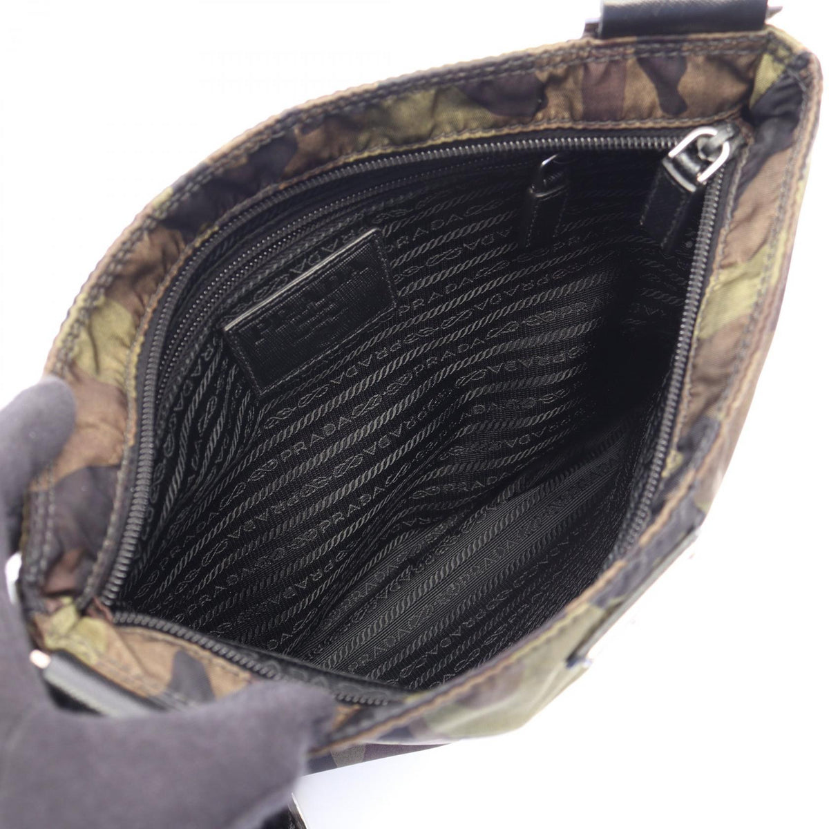 PRADA Tessuto Camouflage Nylon Bag Green