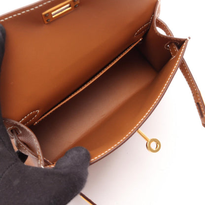 HERMES Mini Kelly 2-Way Bag Brown Epsom