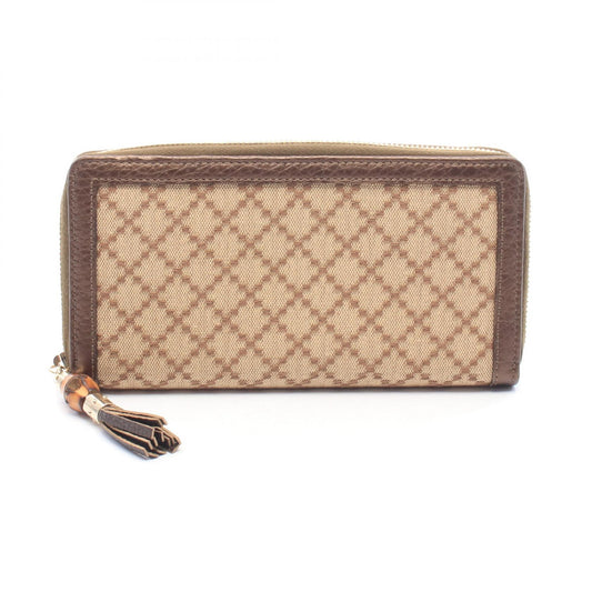 GUCCI Diamante Bamboo Canvas Zip Wallet