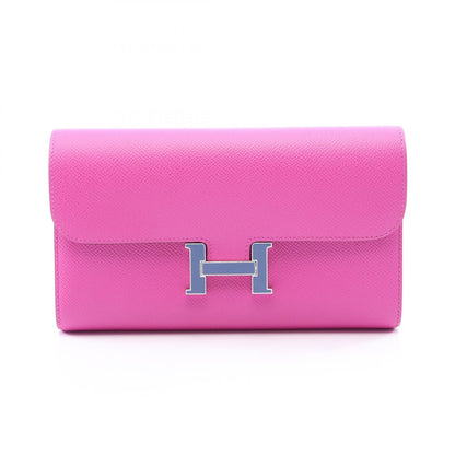 HERMES Constance Long Veau Wallet, Pink