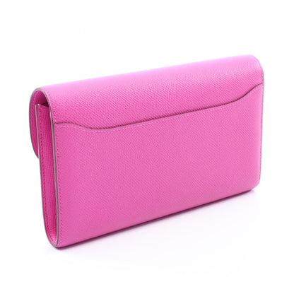 HERMES Constance Long Veau Wallet, Pink
