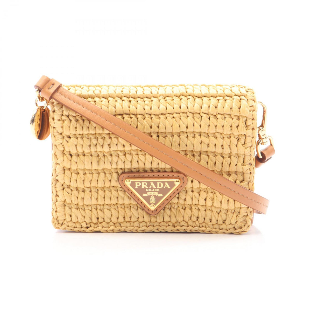 PRADA Crochet Traiango Beige Shoulder Bag