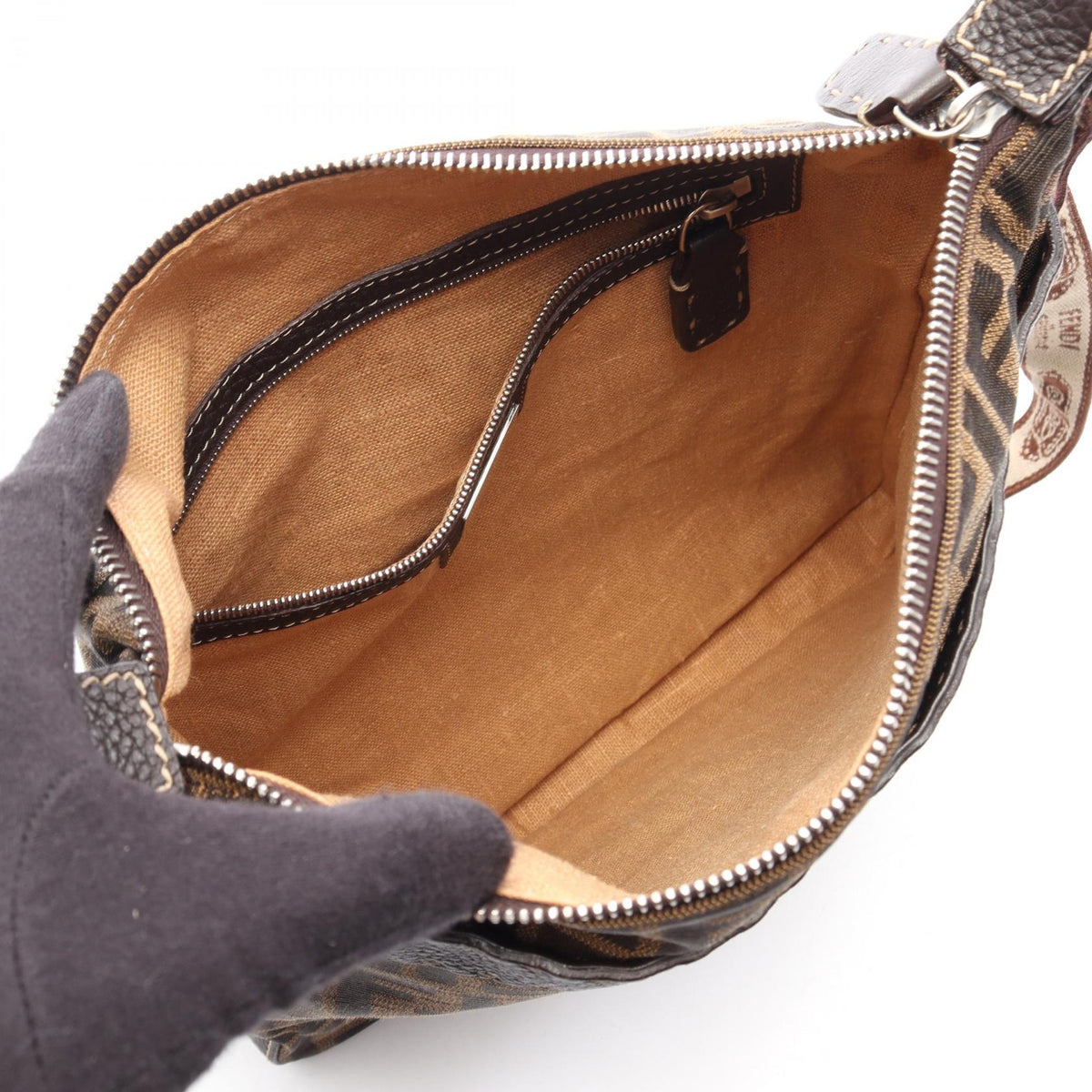 FENDI Selleria Zucca Canvas Shoulder Bag