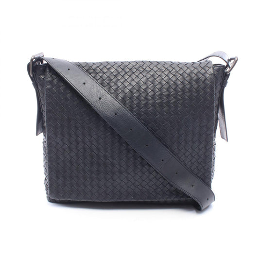 BOTTEGA VENETA Intrecciato Shoulder Bag Leather Navy