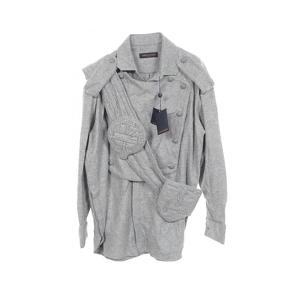 LOUIS VUITTON Plastron Shirt Jacket w/ Sash Gray Size XXL