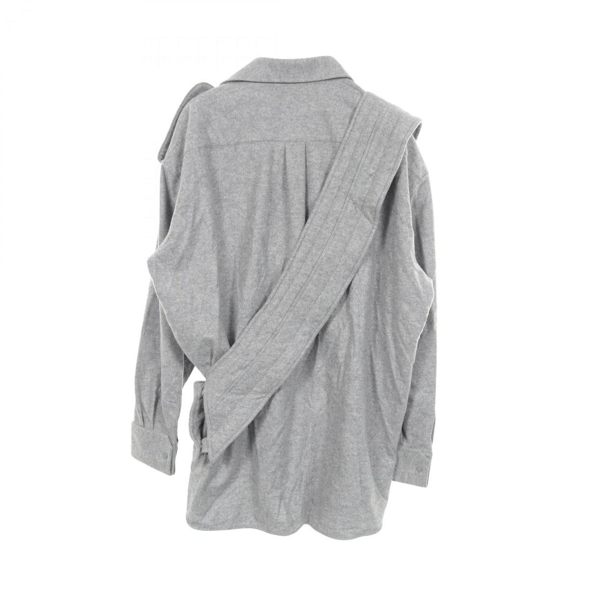 LOUIS VUITTON Plastron Shirt Jacket w/ Sash Gray Size XXL