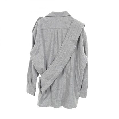 LOUIS VUITTON Plastron Shirt Jacket w/ Sash Gray Size XXL
