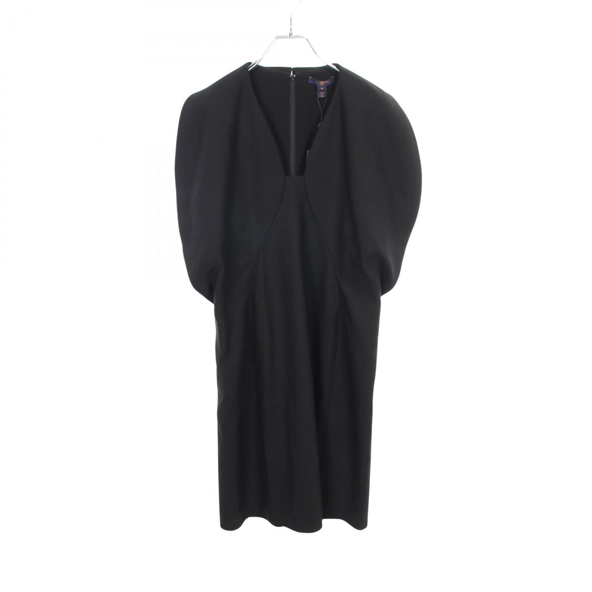 LOUIS VUITTON Silk Sleeveless Midi Dress Black Size 42