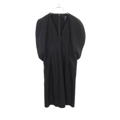 LOUIS VUITTON Silk Sleeveless Midi Dress Black Size 42