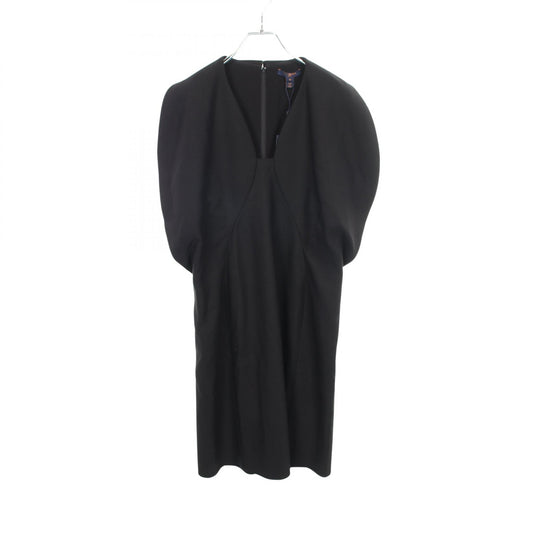 LOUIS VUITTON Silk Sleeveless Midi Dress Black Size 42