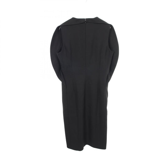 LOUIS VUITTON Silk Sleeveless Midi Dress Black Size 42