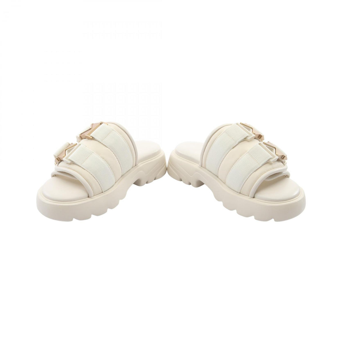 BOTTEGA VENETA Flash Ivory Nylon Leather Sandals Size 36