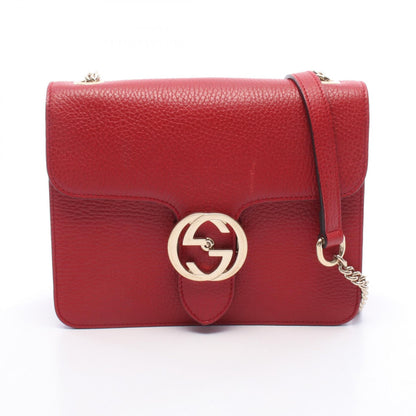 GUCCI Interlocking G Leather Bag, Red
