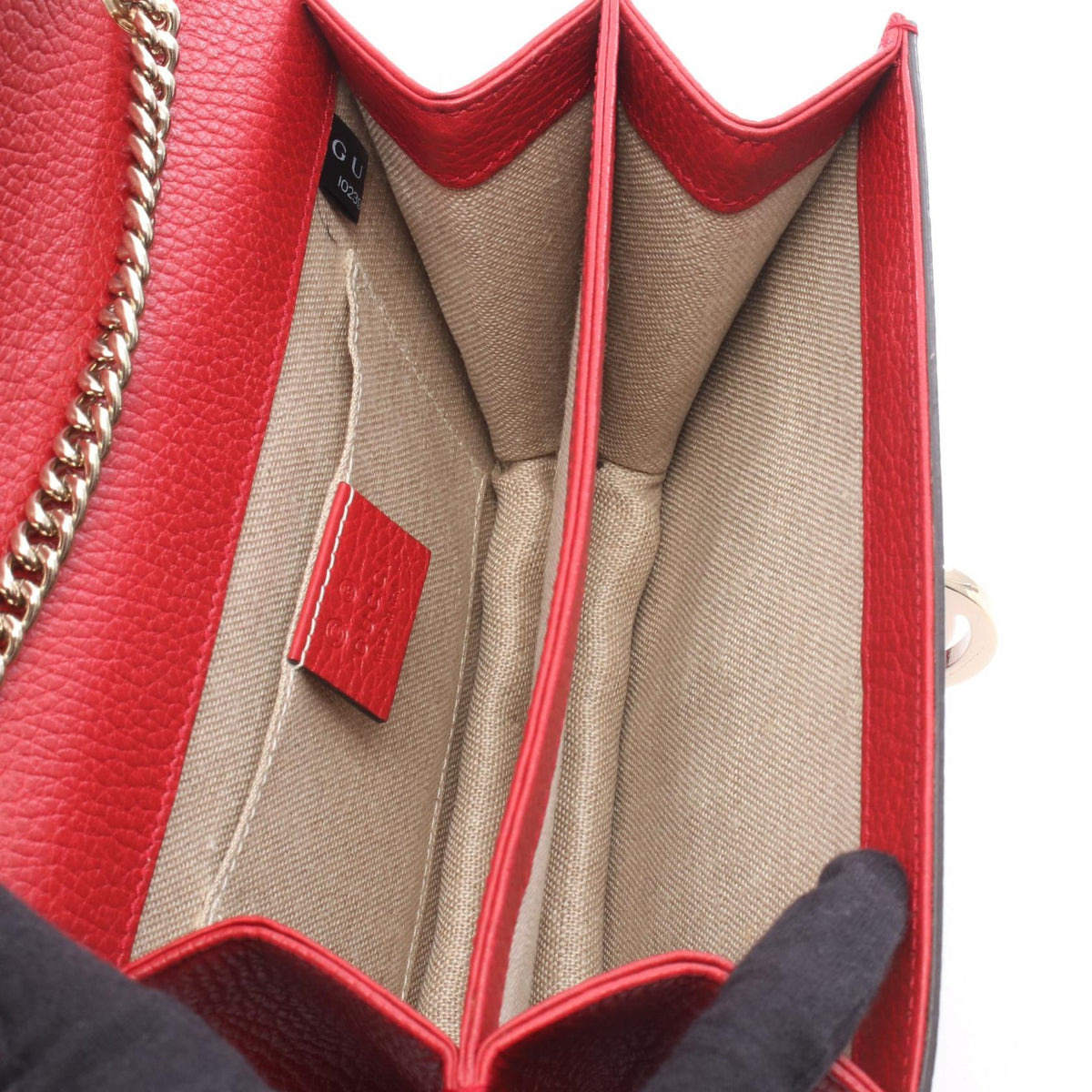 GUCCI Interlocking G Leather Bag, Red