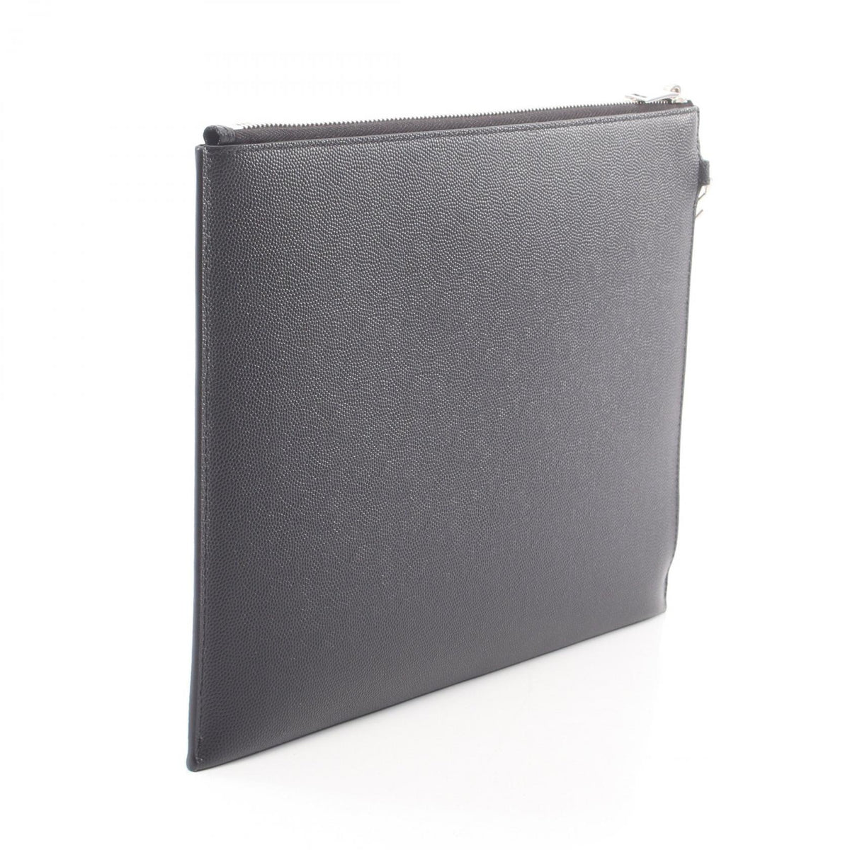 SAINT LAURENT PARIS Black Leather Zip Tablet Holder Clutch