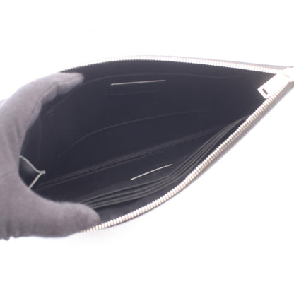 SAINT LAURENT PARIS Black Leather Zip Tablet Holder Clutch