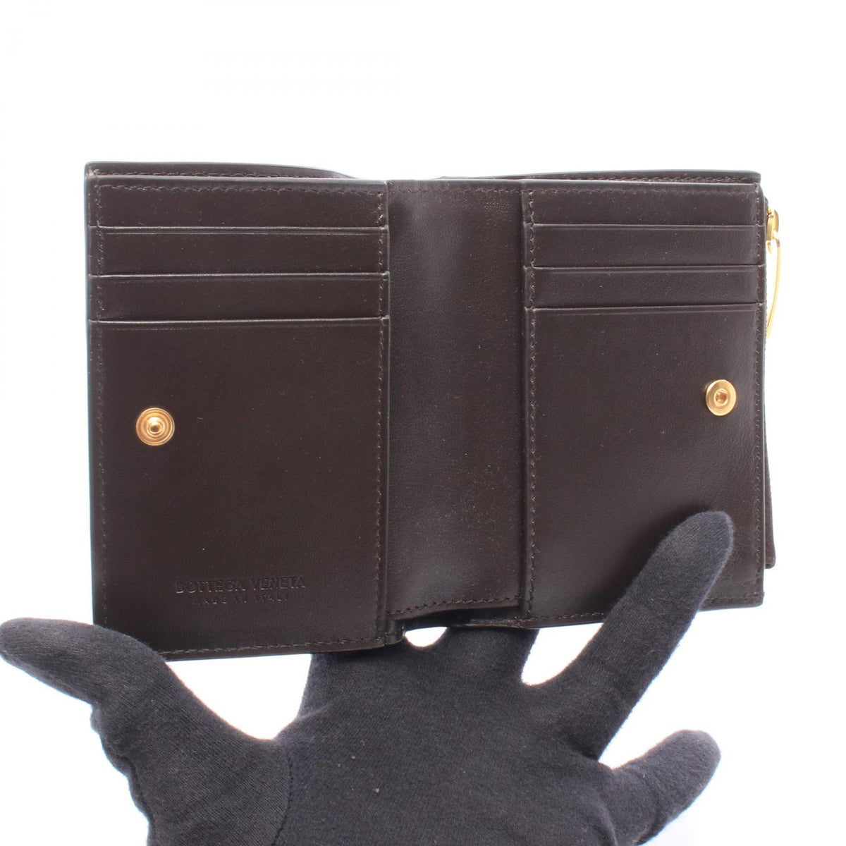 BOTTEGA VENETA Intrecciato Leather Bi-Fold Wallet Brown